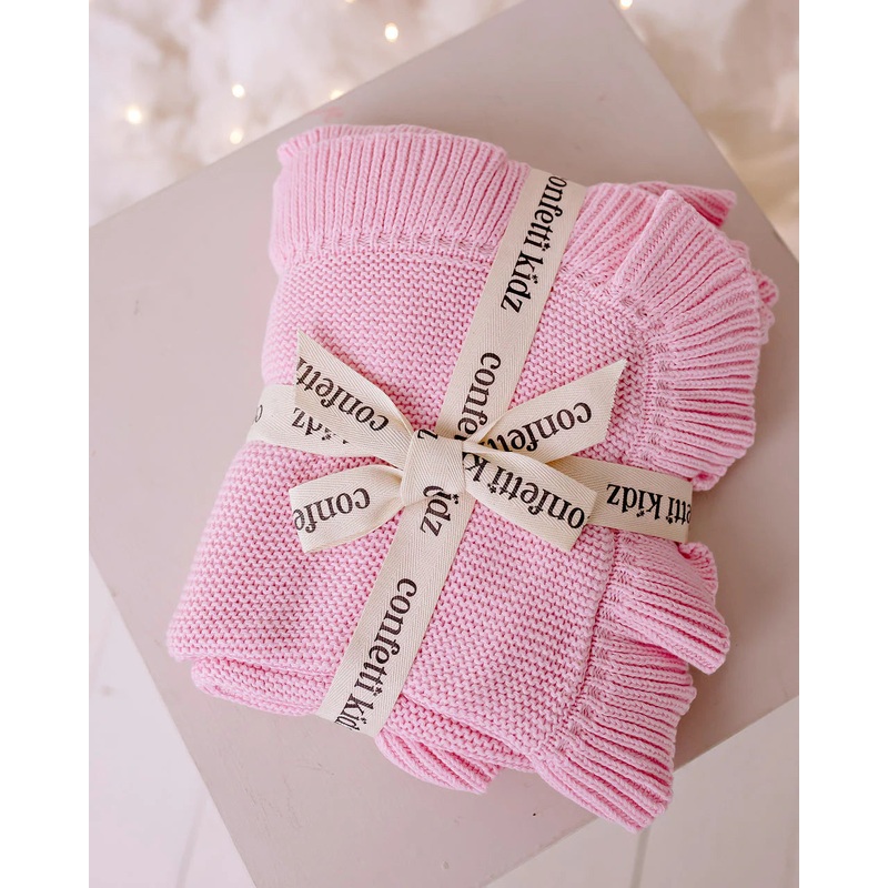 Frilly Knit Blanket in Marshmellow - Confetti Kidz