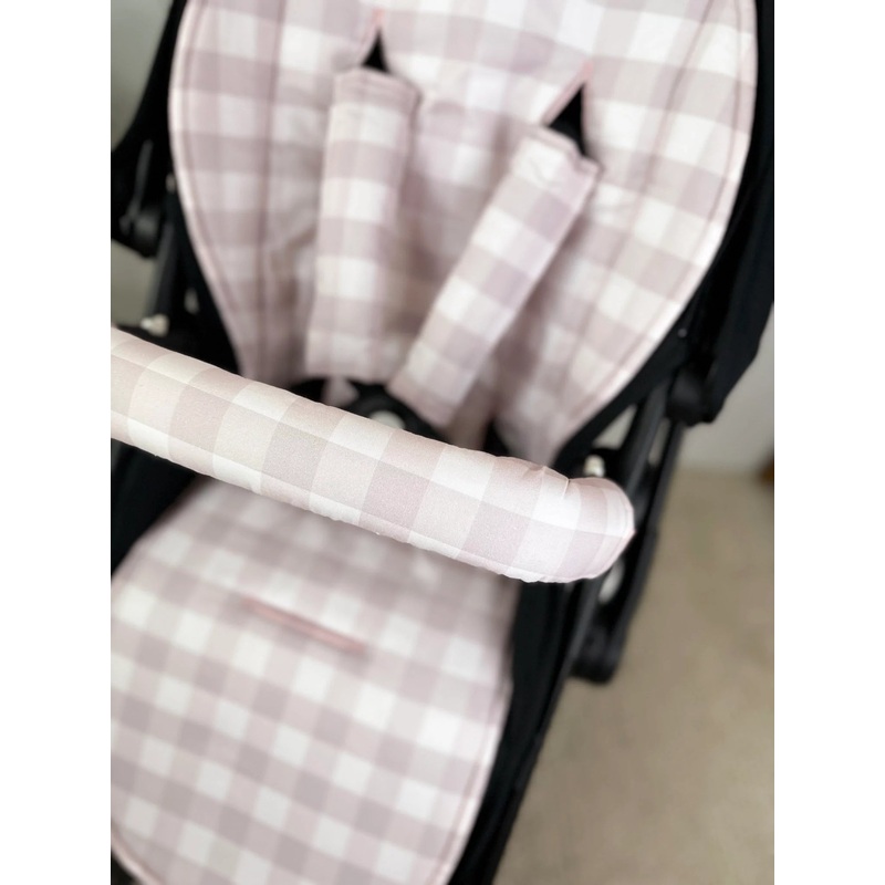 Pram Bar Cover | Blush Gingham - Bambella Designs