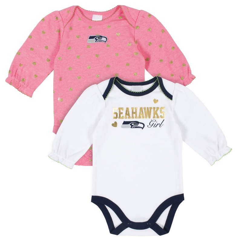 Seattle Seahawks Baby Girls Long Sleeve Bodysuits