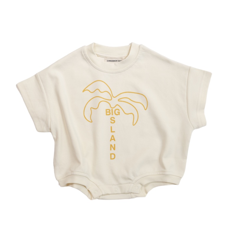 CINNAMON BABY BIG ISLAND T-SHIRT ROMPER - MUSTARD