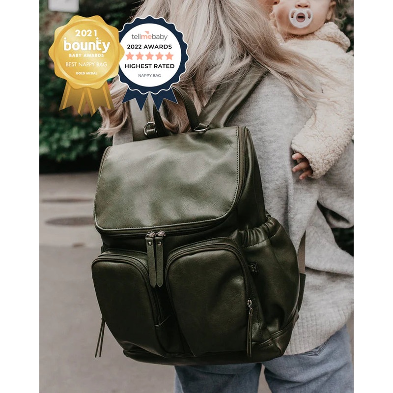 OiOi Nappy Backpack - Olive Vegan Leather