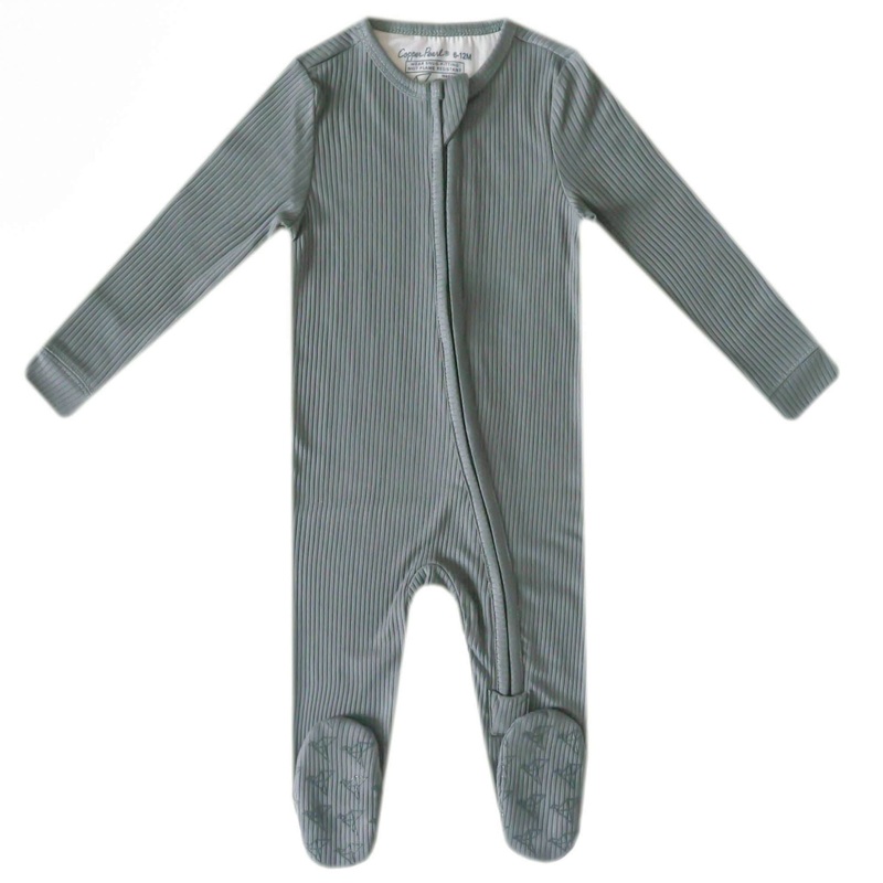 Rib Knit Zip-Up Footie Pajama - Moss