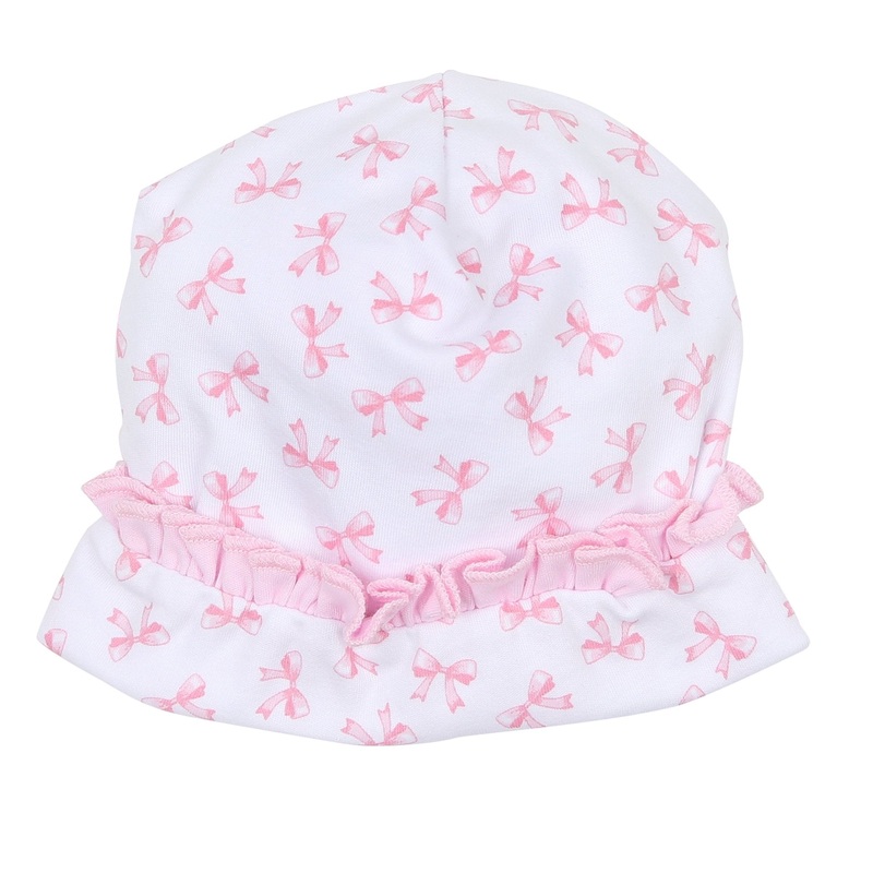 Baby Bows Print Ruffle Hat