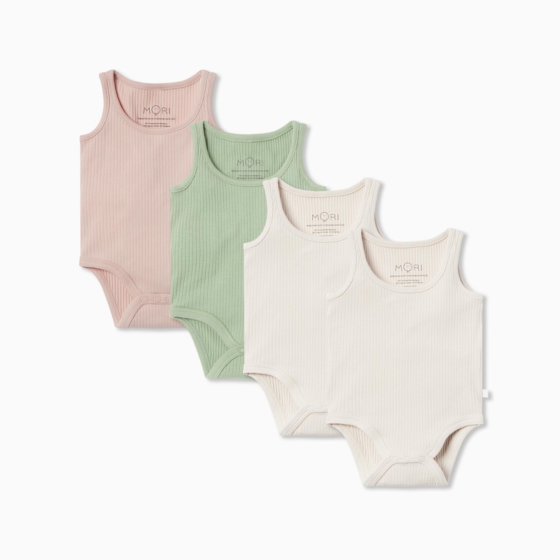 Ribbed Sleeveless Bodysuit 4 Pack