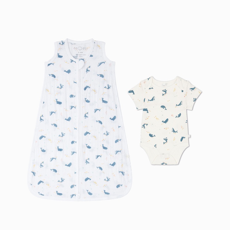 Whale Print Sleeping Bag 0.5 TOG & Bodysuit Set