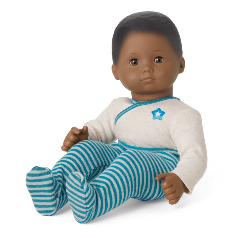 Bitty Baby Doll #1 with black hair in Soft Blue