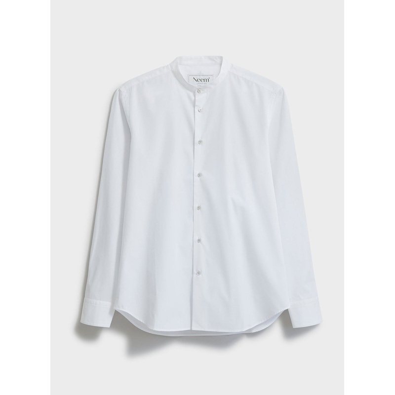 Regenerative Cotton Poplin Nehru Shirt - White