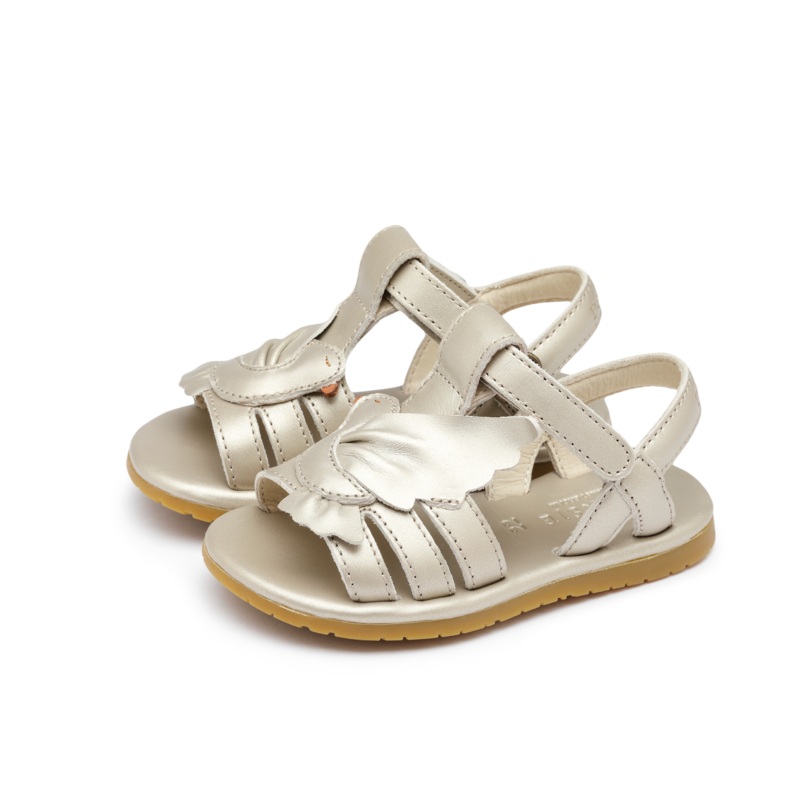 Tiyola Sandals | Dove | Off White Metallic Leather