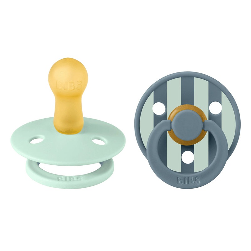 Bibs Pacifier Studio Colour 2 Pack Block Latex Size 2 Nordic Mint Petrol Mix