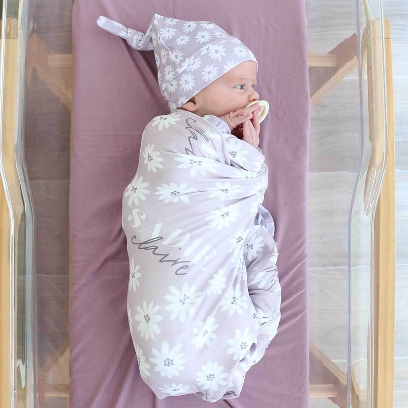 Purple Daisy Personalized Swaddle Blanket