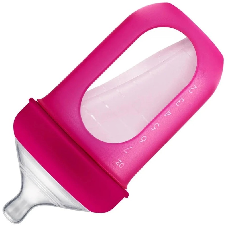 Boon Nursh Silicone Pouch Bottle 8oz (Pink)