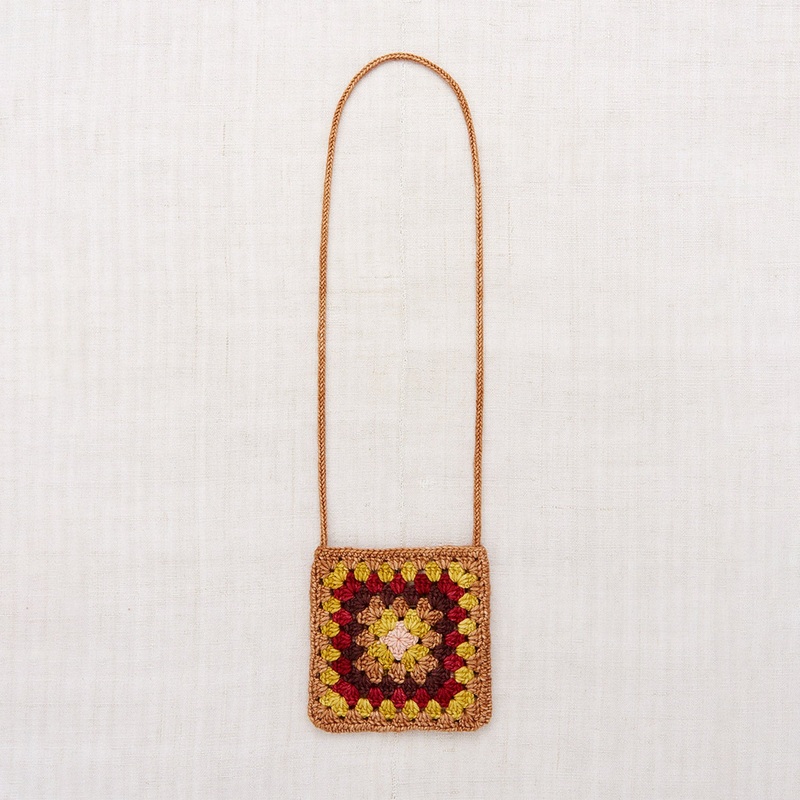 Hand Crochet Merino Wool Big Square Bag - Rose Gold