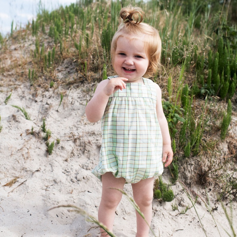Baby Cotton Romper - Aloe Checks