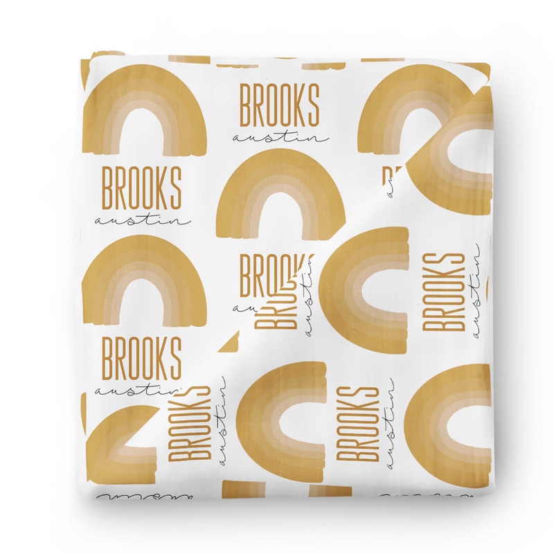 Ombre Rainbow Personalized Swaddle Blanket | Mustard