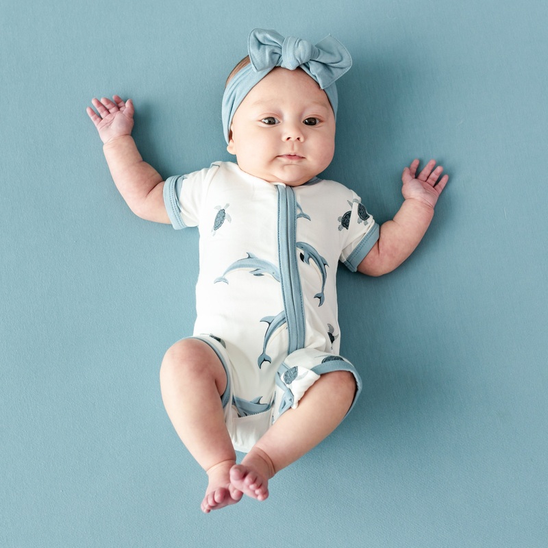 Zippered Shortall Romper in Dolphin