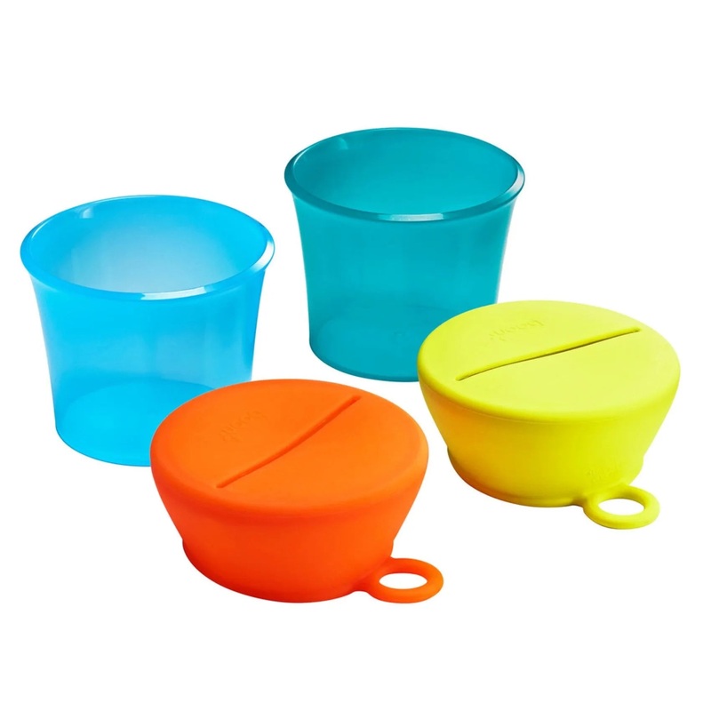 Boon Snug Snack Containers With Stretchy Silicone Lids (Blue)