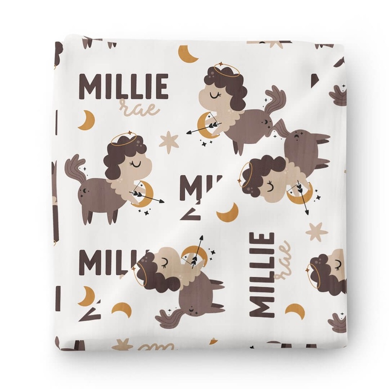 Zodiac Sign Personalized Baby Name Swaddle Blanket | Sagittarius