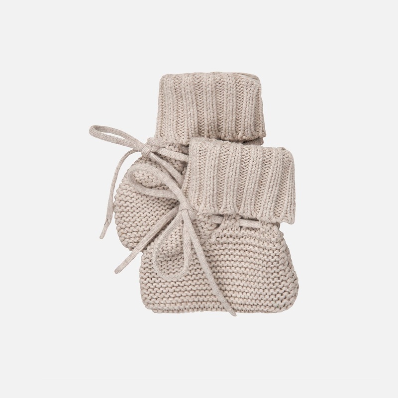 Baby Cotton Booties - Taupe Melange