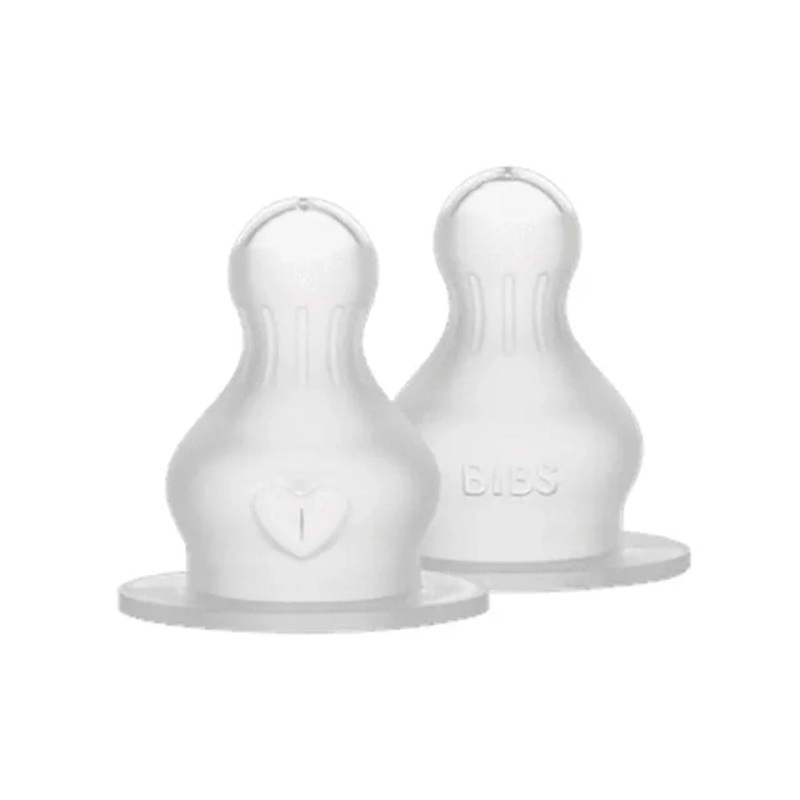 Bibs Baby Bottle Nipple Round Silicone 2 Pack Slow Flow