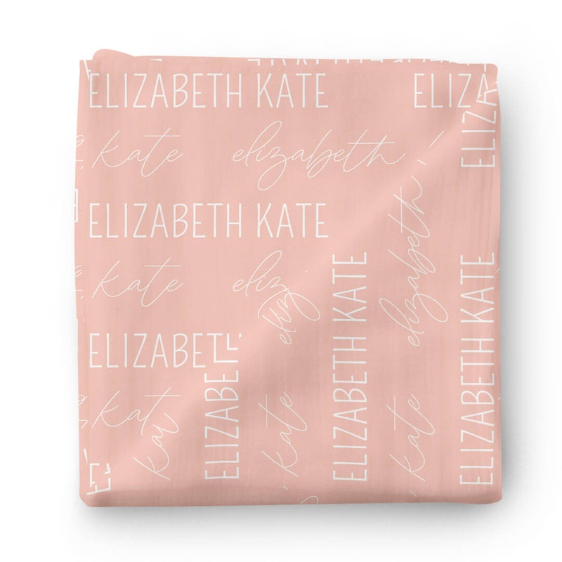 Personalized Lovely Pink Baby Name Swaddle Blanket - Block & Script