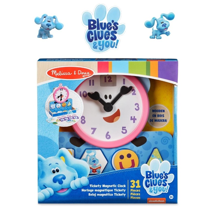 Melissa & Doug Blue's X Clues & You! Wooden Tickety Tock Magnetic Clock