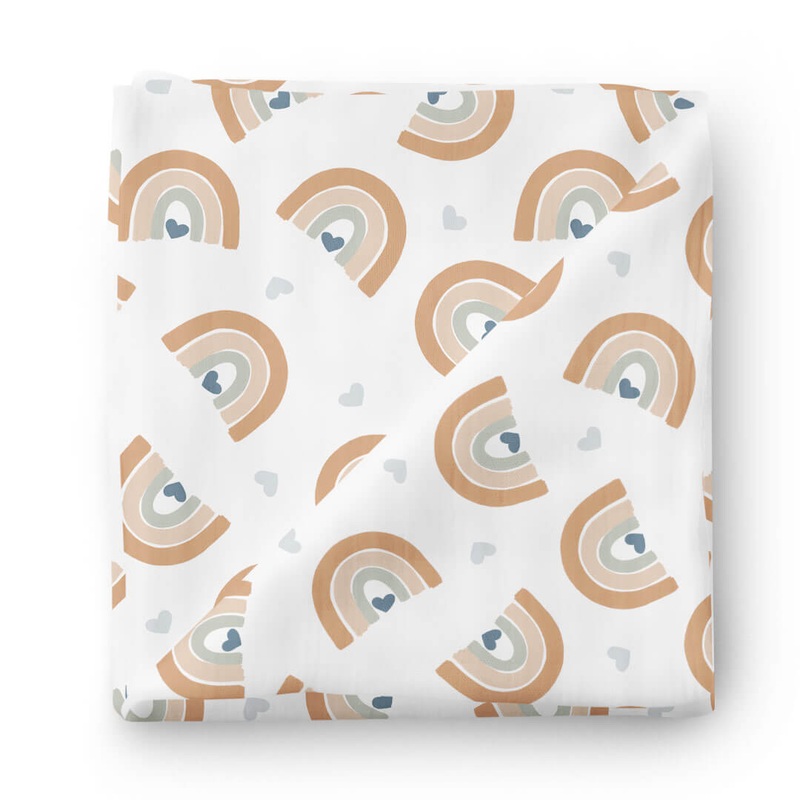 Rainbow Hearts Swaddle Blanket