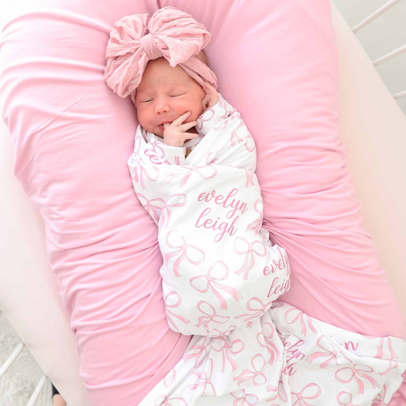 Blushing Bows Personalized Swaddle Blanket