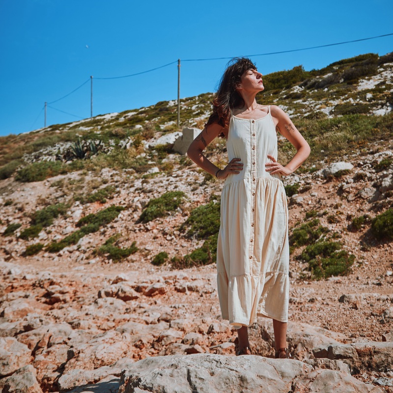 Women's Cotton Celosie Dress - Double Cream