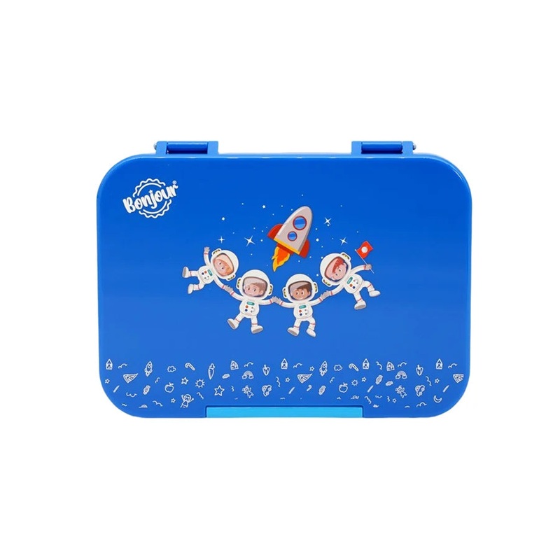 Bonjour Snax Box Uni Clip Bento Mini Lunch Box 6/4 Compartments (Blue Spaceman)