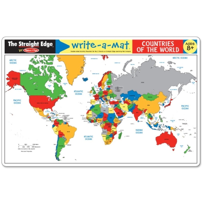 Melissa and Doug Write-A-Mat Learning Mat - World Map