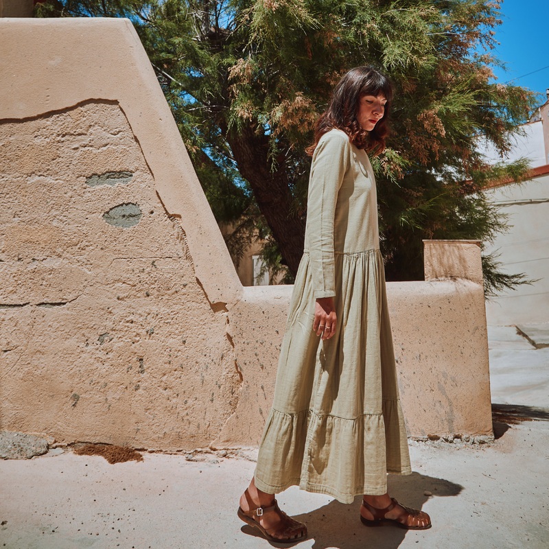 Women's Cotton Gaura Dress - Olive Gray