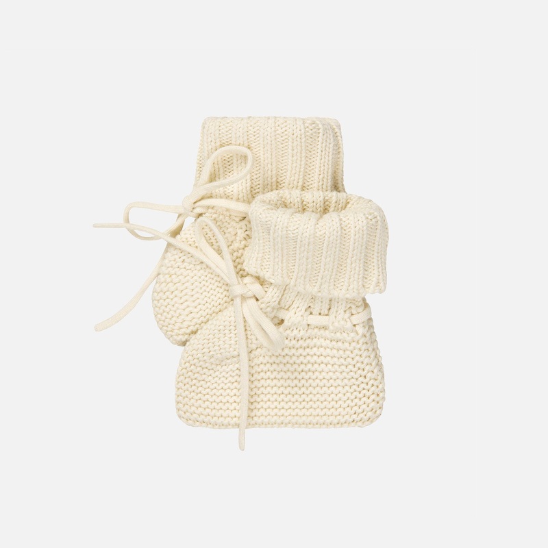 Baby Cotton Booties - Ecru