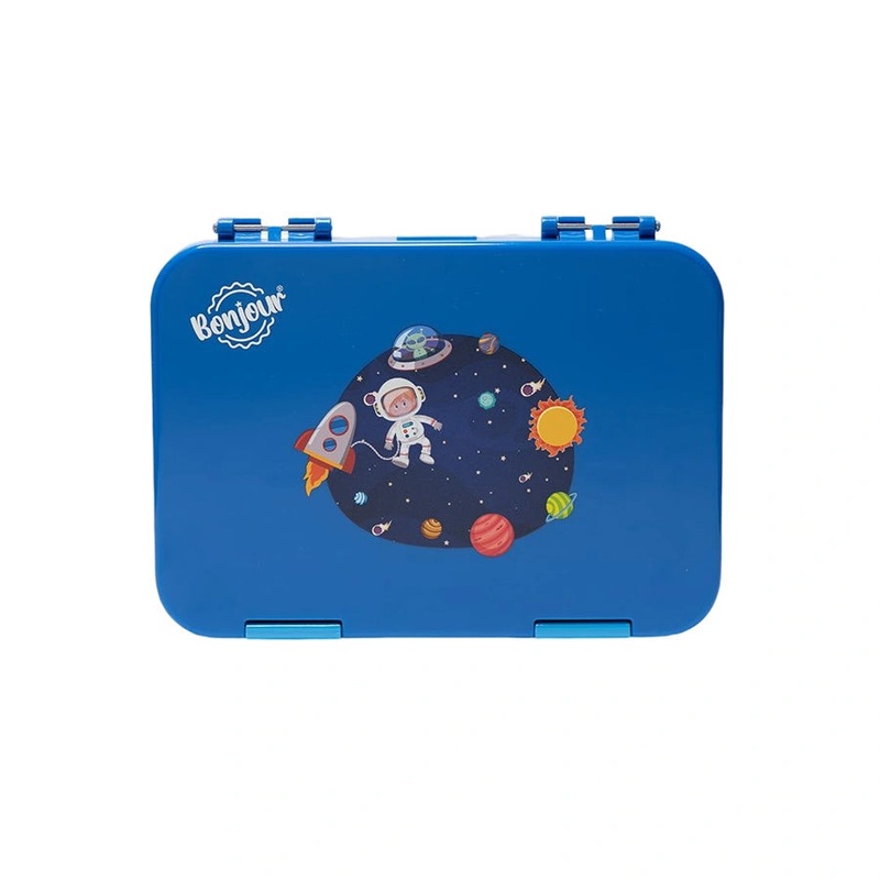 Bonjour Snax Box Bento Mini Lunch Box 6/4 Compartments (Blue Spaceman)