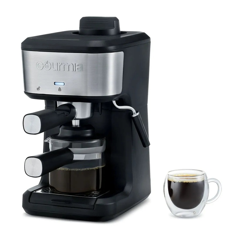 4 Shot Steam Espresso Maker with Frothing Wand- Black