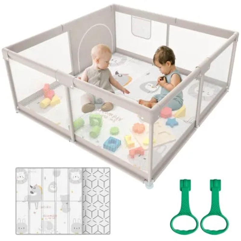 Baby Playpen with Mat 47x47inch Playpen Playpen for Babies (See Description)