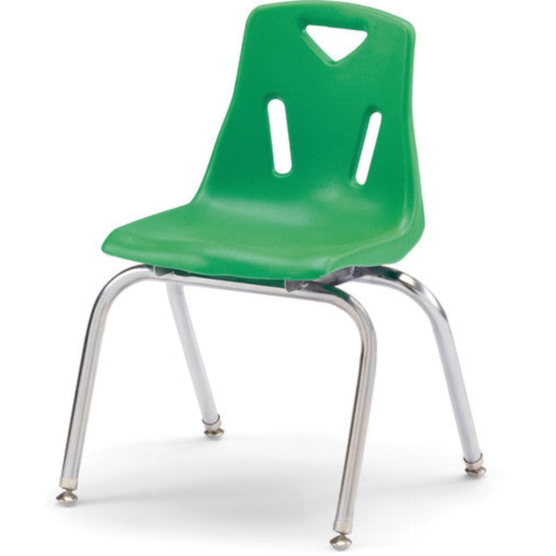 Berries Stacking Chair with Chrome-Plated Legs - 16" Ht - Green