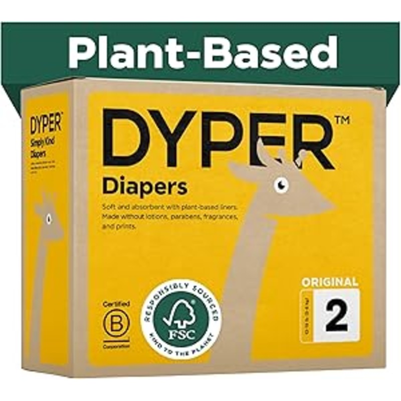 DYPER Bamboo Diaper Box, 192 count, 2, 12-18 lbs