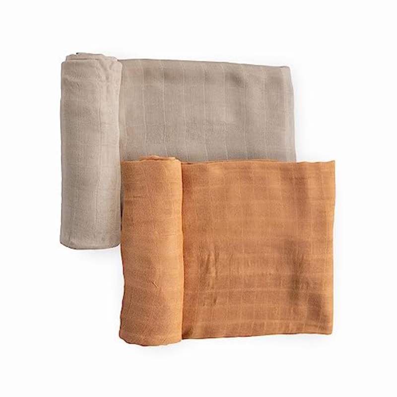 Little Unicorn Deluxe Muslin Swaddle Blanket 2 Pack, Caramel