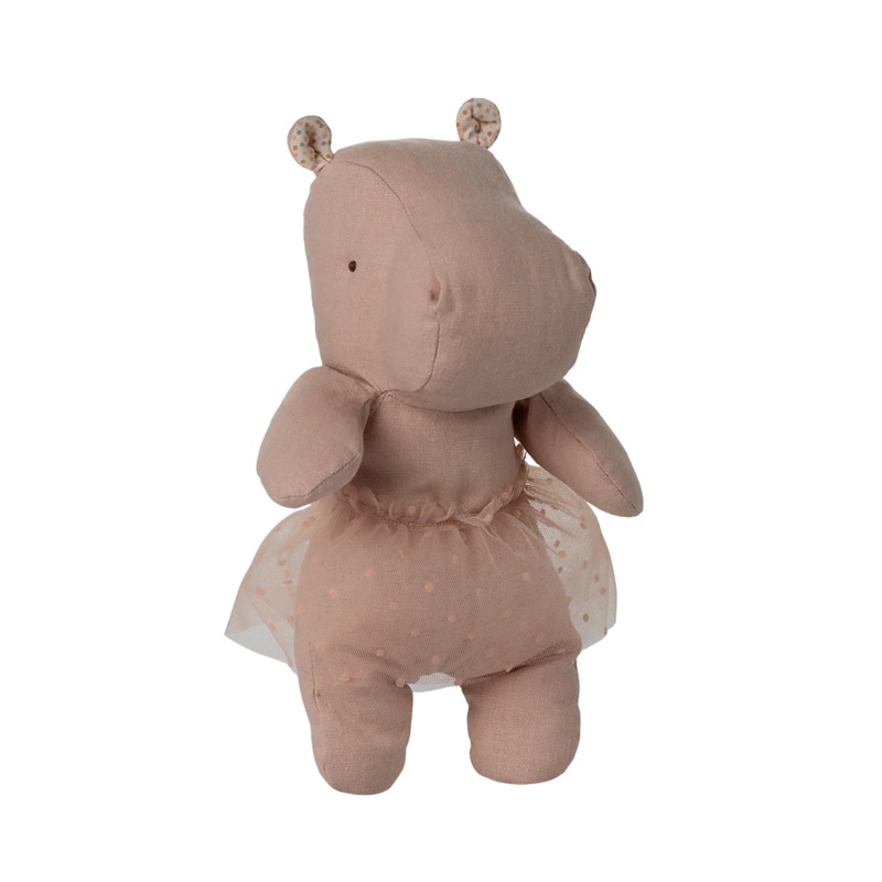 Maileg Safari Friends Small Hippo With Skirt - Soft Rose