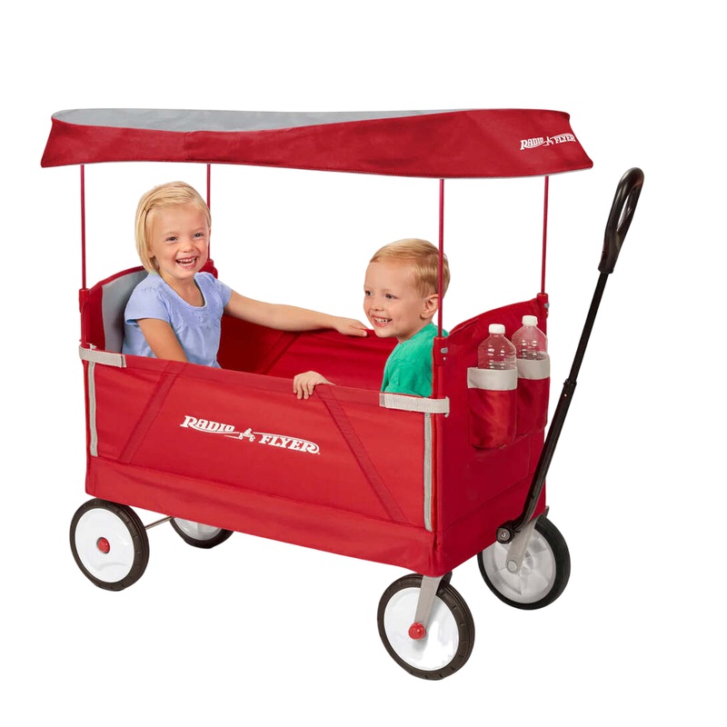 Radio Flyer 3-in-1 EZ Fold Wagon, Red, with Canopy