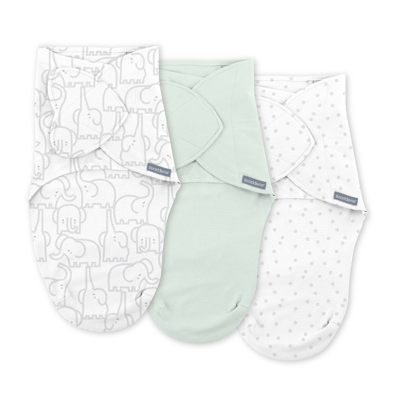 SwaddleMe by Ingenuity Monogram Collection, Size 0-3 months, 3pk - Elephant Dance