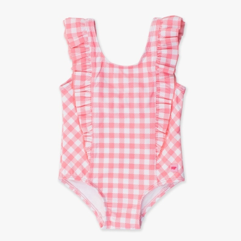 Bubblegum Pink Gingham Waterfall One Piece