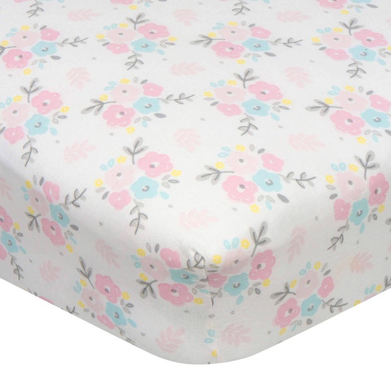 Girls Floral Fitted Crib Sheet