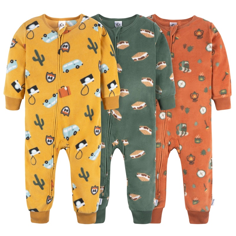 Baby & Toddler Boy 3-Pack Footless Pajamas Fleece Camping