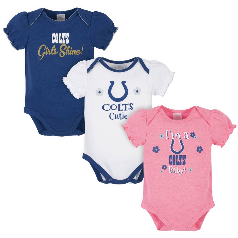 Indianapolis Colts Baby Girls Short Sleeve Bodysuits