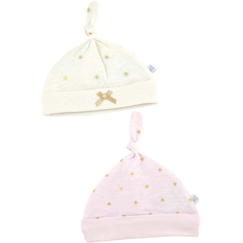 Just Born Sparkle Hats, 2 Pack - Pink / Ivory