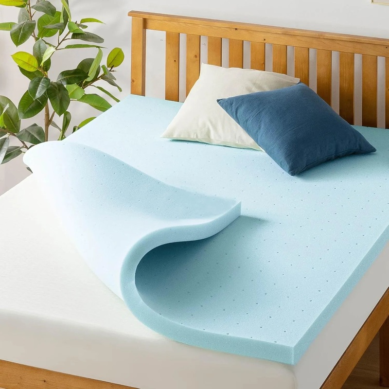 2 Inch Ventilated Memory Foam Mattress Topper, King - Blue (See Description)