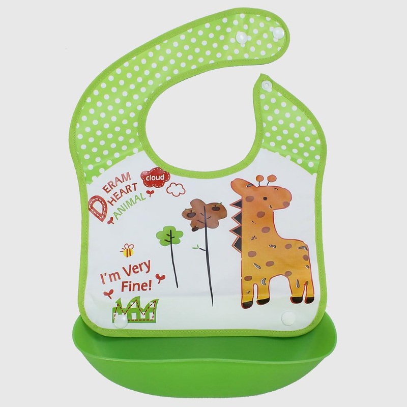 Giraffe Bib With Silicone Pocket