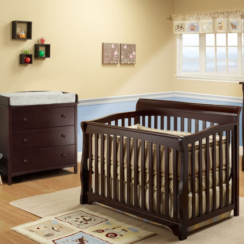 SB2 Florence 2 Piece Nursery Set in Espresso - Crib & Simple 3 Drawer Dresser