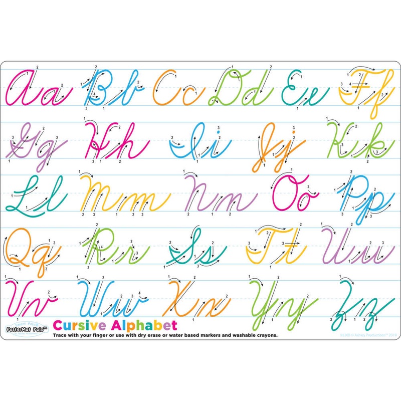 Traditional Cursive Handwriting, PosterMat Pals, 12" X 17.25" Smart Poly, Single Sided